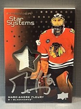 Toppa 3 colori 2021-22 Upper Deck Premier Marc Andre Fleury Star Systems Auto /49