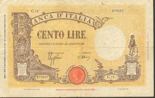 100 lire 1942 banconote - lire, 09/12/1942