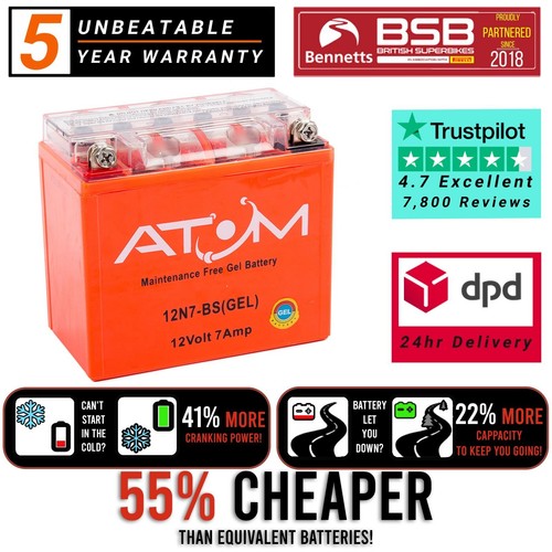 Batteria moto 12n7 atom gel - moto,