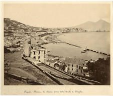 Italie, Napoli, Riviera di Chiaia presa dalla tomba di Virgilio  Vintage albumen