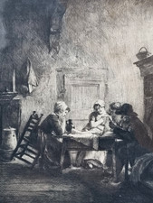 "Ostello mendicante" originale Acquaforte Prof. Ferdinand Schmutzer Vienna