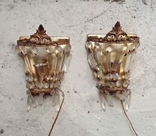 Applique da parete vintage in cristallo e bronzo o ottone stile impero francese