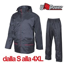 anti pioggia kway U POWER impermeabile COMPLETO giacca pantalone per moto pesca