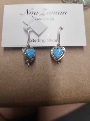 Orecchini cuore opale argento