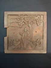 Antico Pannello Cinese in legno Intagliato Bassorilievo Scena Animata