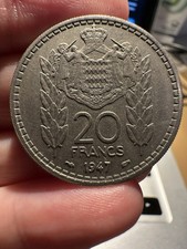20 FRANCHI 1947 PRINCIPATO DI MONACO - ALTISSIMA CONSERVAZIONE