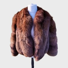 Pelliccia Volpe Rossa Rigenerata – Fodera Leopardata – Artigianale – Taglia M