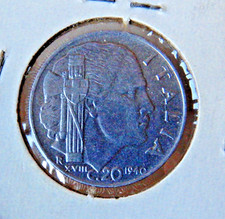 1940 Italy 20 Centesimi Coin