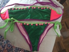 COSTUME BIKINI I LOVE POP FASCIA + SLIP T. S VERDE / ROSA FLUO PON PON