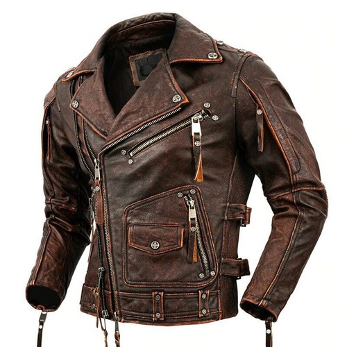 Giacca pelle uomo marrone - giacca,