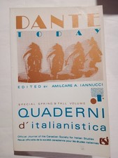 DANTISTICA Dante Today Quaderni d'italianistica 1989 SPED. GRATUITA