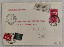 luogotenenza raccomandata espresso 5 lire valori gemelli 21/9/1945 2 lire sopras