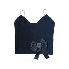 Giorgio Armani 2000s Archive black Viscose Bow Crop Top Sz 46 XL