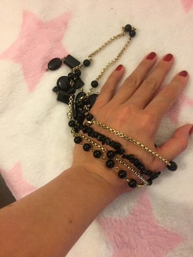 Collana donna nera argento