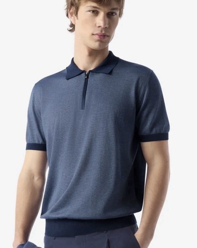 Polo corneliani blu cotone - corneliani,