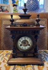 ANTIQUE GERMAN STRIKING 14 DAY STRIKE MANTEL CLOCK BY H.A.C (missing pendulum)