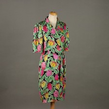 Abito Ungaro Vintage Seta Taglia L Stampa a Fiori Francia Anni 80-90 Originale
