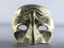 Scultura maschera veneziana fusione in alluminio statua design modernariato 1980