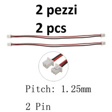 2PZ CAVO CONNETTORE JST SH PASSO 1.25MM 2 PIN FEMMINA 10CM 2 POLI 1.25 10 CM 2P