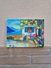 dipinto disegno olio su tela mio tema paesaggio marina 