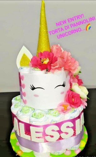 Torta pannolini unicorno - di,