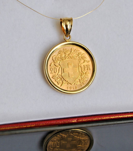 Ciondolo moneta helvetia oro - ciondolo,