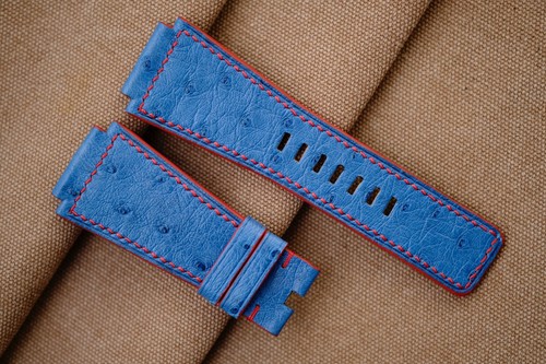 Cinturino struzzo blu - , fatto