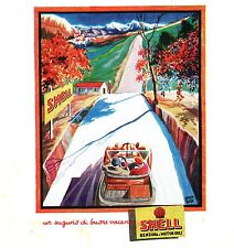 PUBBLICITA'1929 SHELL BENZINA CARBURANTE AUTO TARGA INSEGNA MONTAGNA RENZO BASSI