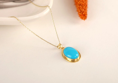 Collana turchese blu placcata