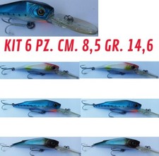 6 MINNOW ARTIFICIALE PESCA CRANK BASS TROTA TIPO RAPALA ESCHE ARTIFICIAli mare