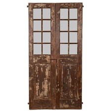 BISCOTTINI Porta Antica Vetri Legno Massiccio Portone Doppia Anta Esterno Intern