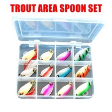 KIT 12pz ONDULANTI SPOON TROUT AREA SPINNING TROTA LAGO + SCATOLA PREZZO PAZZO