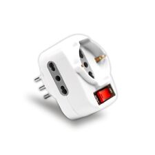 MULTIPRESA PRESA MULTIPLA 3 ITALIANE TRIPLA ADATTATORE SCHUKO CON INTERRUTTORE 