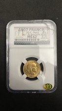 Moneda oro francos 1907 - moneda,