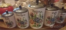Set 5 Barattoli Da Cucina Vintage Ceramiche Anni 50-60