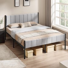 VASAGLE Struttura Letto Matrimoniale 160 x 200 cm con Testiera Imbottita Telaio