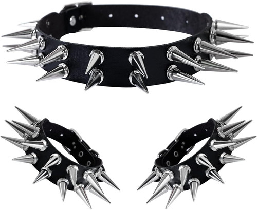 Bracciale pelle con borchie - bracciale, in