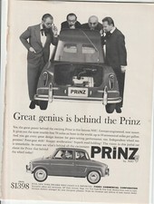 Original 1959 NSU Prinz Magazine Ad "Great Genius is Behind the Prinz"