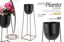 VASO PORTA PIANTA ALZATA FIORI METALLO DESIGN INDUSTRIALE PIANTANA NERO 60*20 CM