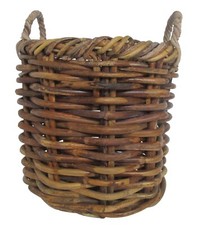 Cesto porta legna vimini cm 43x40 H con manico cm 48 H