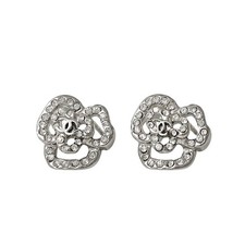 Orecchini CHANEL Cocomark strass argento accessorio donna autentico