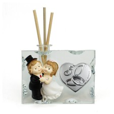33172 Bomboniere Profumatore vetro Coppia Sposi Fedi 50 Anniversario Nozze