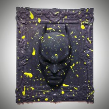 BATMAN – POP ART – OPERA UNICA - 40*30 cm - Nero lucido con schizzi gialli