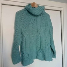 Maglione donna dolcevita lupetto verde acqua pull pullover maglia maglietta ment