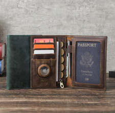 Portafoglio Passaporto Vera Pelle Blocco RFID Portamonete Tasca Carte Slot per Viaggio