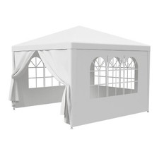 Gazebo tenda a baldacchino 10"x10" festa matrimonio con 4 pareti laterali esterno bianco