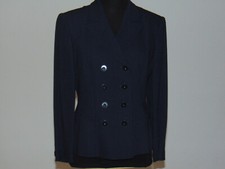 GIACCA DONNA 100%  PURA LANA VERGINE BLU GESSATO DOPPIO PETTO MAX MARA TG 40 