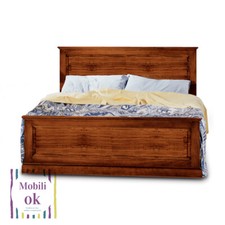 Letto matrimoniale in legno massello in arte povera finitura noce