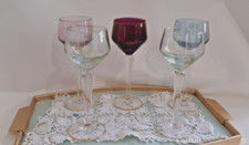 lotto 5 BICCHIERI VINO CRISTALLO  COLORATI  -  VINTAGE