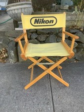 Sedia Commander Regista Pieghevole Fotocamera Nikon Vintage Telaio Legno Giallo